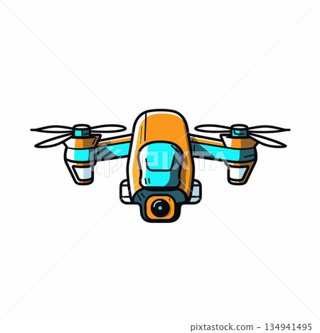 Colorful drone design with four propellers flying 134941495