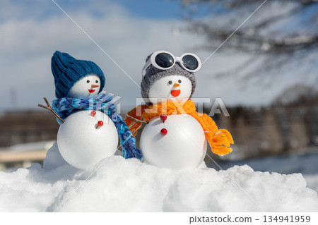 Fresh snow and a pair of snowmen Fresh snow and a pair of snowmen 134941959