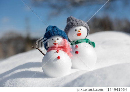 Fresh snow and a pair of snowmen Fresh snow and a pair of snowmen 134941964