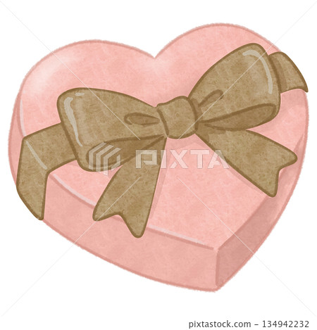 Valentine's Day heart-shaped gift box in pink with brown ribbon Valentine's Day heart-shaped gift box in pink with brown ribbon 134942232