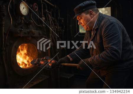 Steam locomotive and engine 134942234