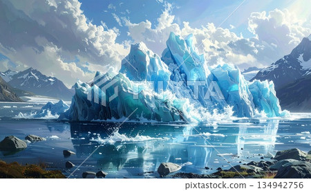 冰山倒映在融水中 8 134942756