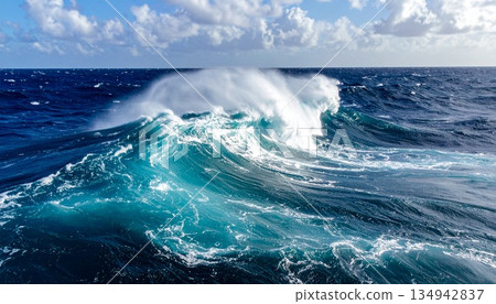 洶湧的大海掀起巨浪 7 134942837