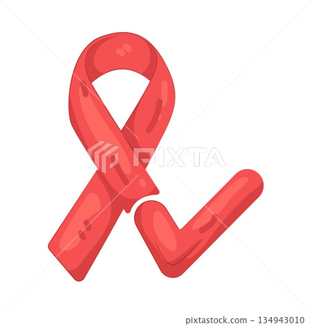 Illustration of red aids awareness ribbon Illustration of red aids awareness ribbon 134943010