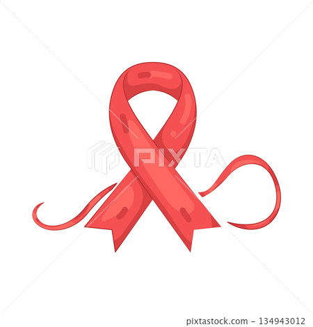 Illustration of red aids awareness ribbon 134943012