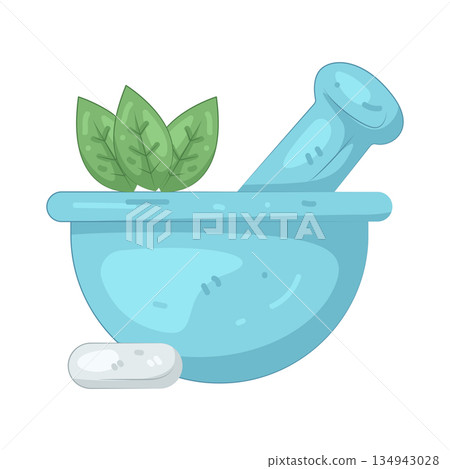 Illustration of mortar and pestle 134943028