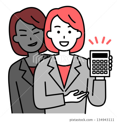 一位身穿西裝的女子,為一家不擇手段的公司工作。 一位身穿西裝的女子,為一家不擇手段的公司工作。 134943111