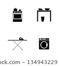 Home appliances and household items, minimalistic vector icons in flat style. 134943229