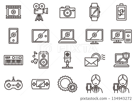 電腦週邊設備圖示 01 電腦週邊設備圖標 134943272