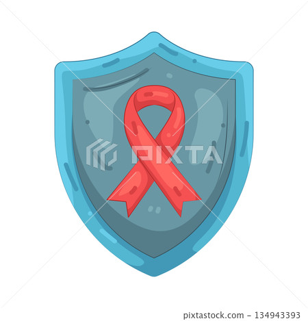 Illustration of Awareness Ribbon on a Shield Illustration of Awareness Ribbon on a Shield 134943393