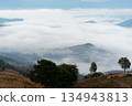 Morning sunlight mountain views and fog. 134943813