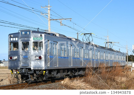 Chichibu Railway 5000 series (without a front stripe) heading towards Hanyu on the Chichibu Main Line 134943878