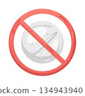Illustration of no pill sign  134943940