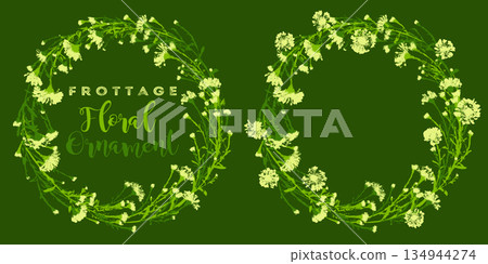 Frottage flower and leaf silhouette frame Frottage flower and leaf silhouette frame 134944274