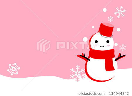 Cute Snowman Template Red② Cute Snowman Template Red② 134944842