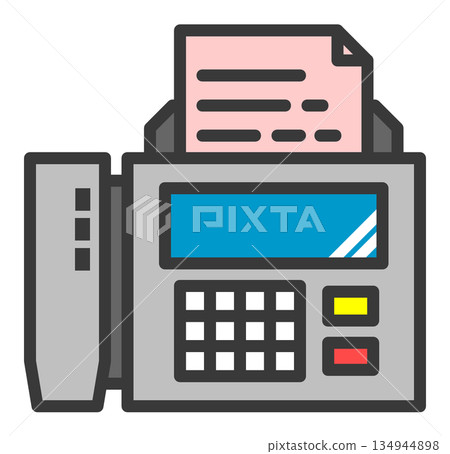 Fax phone illustration for sending and receiving business documents and messages 134944898