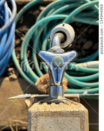 Water faucet with hose from above 134944968