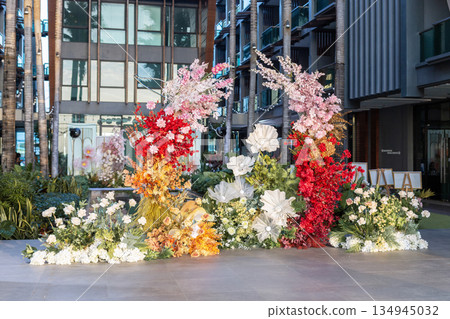 Grand Floral Arch for Luxury Outdoor Wedding Ceremony Grand Floral Arch for Luxury Outdoor Wedding Ceremony 134945032