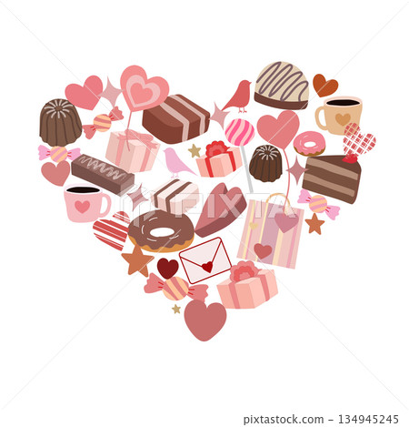 心型糖果和禮物,情人節、白色情人節用品 心型糖果和禮物,情人節、白色情人節用品 134945245
