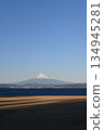 Mount Fuji in winter seen from the coast Mount Fuji in winter seen from the coast 134945281
