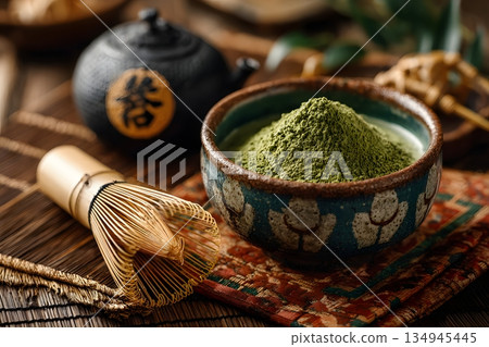 傳統的日本茶道和禪意氛圍 134945445