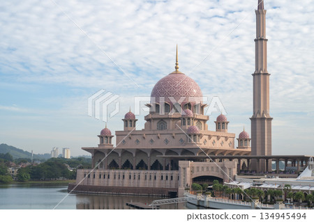 Pink Mosque sunrise and lake view, Putrajaya, Malaysia 134945494