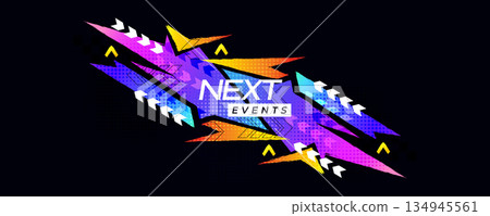 Abstract and Dynamic Sport Background with Colorful Gradient Brush Strokes, Arrows and Halftone Effects 134945561