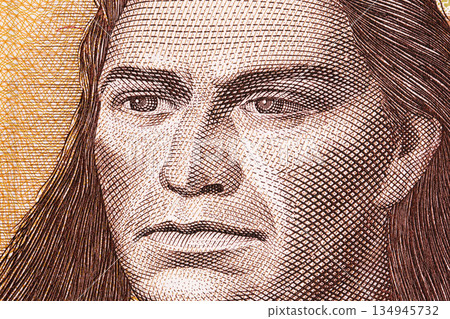 Tupac Amaru II a closeup portrait from Peruvian money Tupac Amaru II a closeup portrait from Peruvian money 134945732