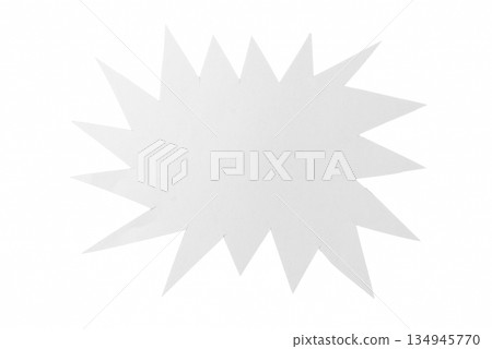 A dynamic white paper cutout in an explosion or burst shape featuring realistic torn, jagged edges. Great for grunge, comic, or sale banner designs. On a transparent background. 134945770