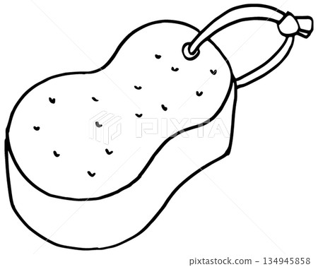 單色簡約線條畫，描繪了一塊浴海綿。 134945858