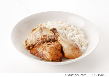 Garlic chicken and sticky barley rice Garlic chicken and sticky barley rice 134945868