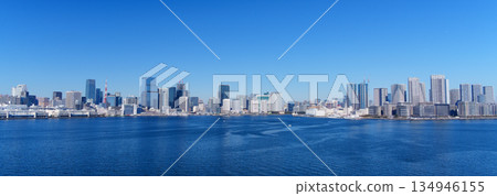 Office buildings line the coast of Tokyo Bay Office buildings line the coast of Tokyo Bay 134946155