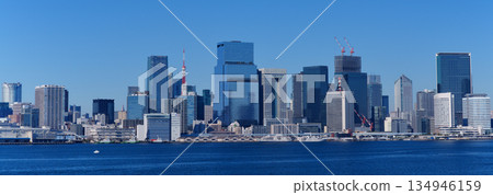 Office buildings line the coast of Tokyo Bay Office buildings line the coast of Tokyo Bay 134946159