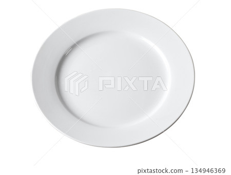 White ceramic dinner plate isolated on transparent background White ceramic dinner plate isolated on transparent background 134946369