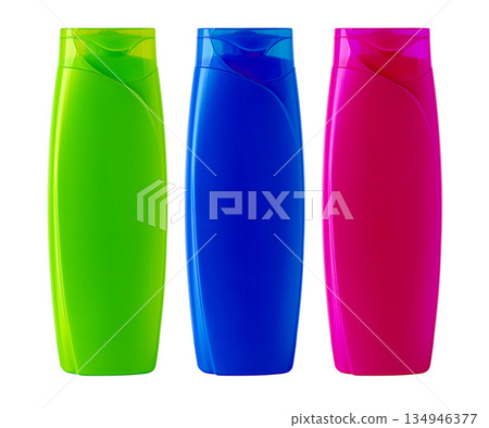 Colorful shampoo and body wash plastic bottles Colorful shampoo and body wash plastic bottles 134946377