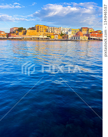 Chania old venetian harbor mosque of the janissaries 134946587
