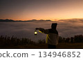 A new morning mountains sea of fog holds a lantern to illuminate the night 134946852