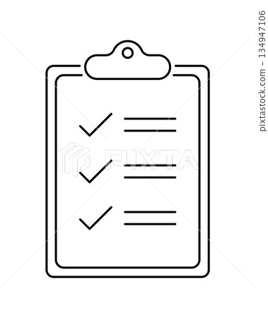 Checklist clipboard line illustration symbolizing completed tasks, planning and organization. Minimalist concept for productivity, workflow, business process and task management 134947106
