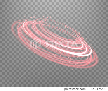 Red glowing magic ring. Neon realistic energy flare halo ring. Abstract light effect on a dark transparent background. Vector illustration. Red glowing magic ring. Neon realistic energy flare halo ring. Abstract light effect on a dark transparent background. Vector illustration. 134947546