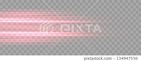 Speed rays, velocity light neon flow, zoom in motion effect, red glow speed lines, colorful light trails, stripes. Abstract background, vector illustration. 134947550