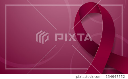 Multiple Myeloma Awareness Month concept. Banner template with burgundy ribbon. Vector illustration. 134947552