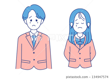 學生男女憂鬱姿勢 134947574