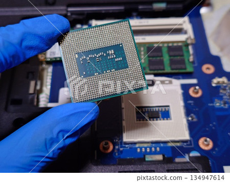 Laptop CPU socket and CPU 134947614