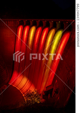 Miyagi Prefecture / Naruko Dam blinds release illumination during the limited event "Rainbow blinds release" Miyagi Prefecture / Naruko Dam blinds release illumination during the limited event "Rainbow blinds release" 134947799
