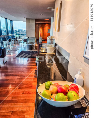 Modern Hotel Lounge with Healthy Refreshments Modern Hotel Lounge with Healthy Refreshments 134948079