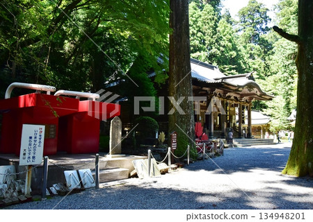 南足柄市:大雄山西成寺正殿和巨大的紅色木屐 南足柄市:大雄山西成寺正殿和巨大的紅色木屐 134948201