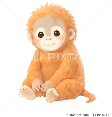 Illustration of a sitting orangutan 134948214