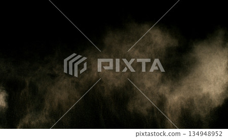 Freeze Motion Shot of Flying Sand Dust , Isolated on Black Background 134948952