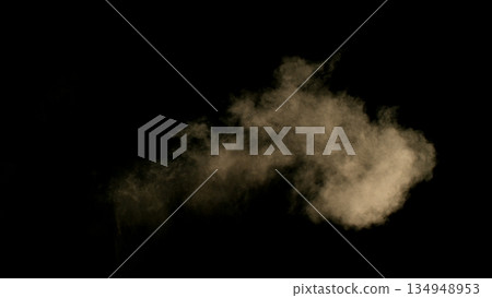 Freeze Motion Shot of Flying Sand Dust , Isolated on Black Background 134948953