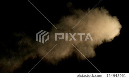 Freeze Motion Shot of Flying Sand Dust , Isolated on Black Background 134948961